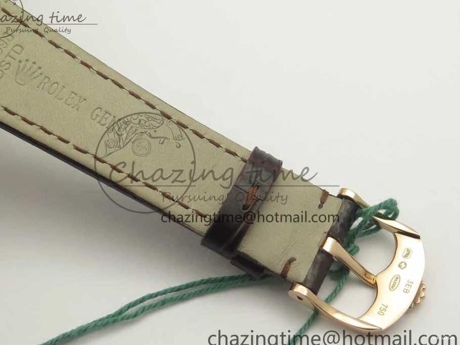 Best Leather Markers Edition Real A3165 Strap Date Brown RG Black Sticks 50519 on Dial Cellini MK 0408